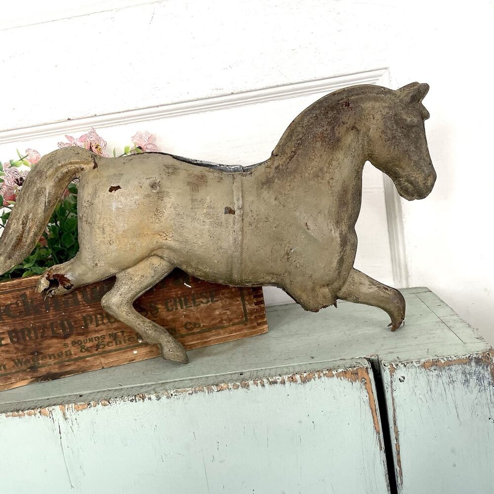 Antique Metal Horse Primitive Weathervane Piece Shabby Worn